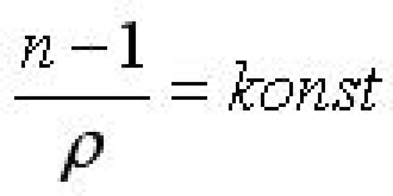  equation gives the relation between the refractive index and density:
